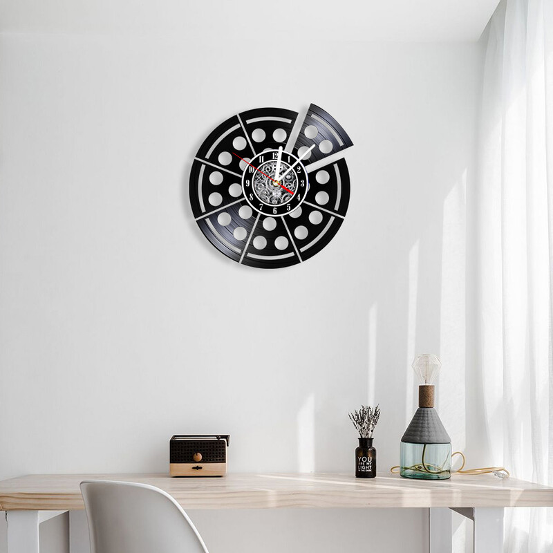 Talijanska hrana Umjetnost Pizza Vinilne ploče Zidni sat za pizzeriju Pizzerija Retro glazbeni album Dekor Laserski izrezani Longplay zidni sat