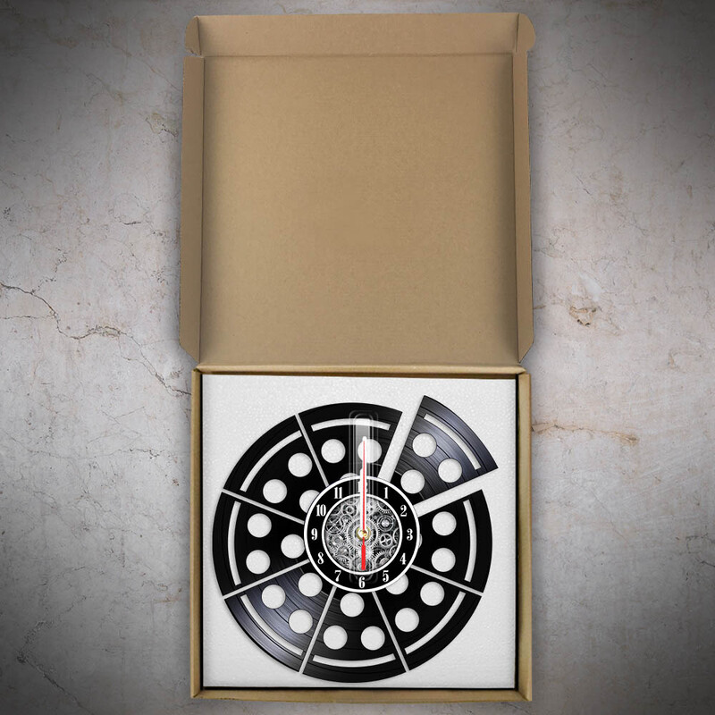 Talijanska hrana Umjetnost Pizza Vinilne ploče Zidni sat za pizzeriju Pizzerija Retro glazbeni album Dekor Laserski izrezani Longplay zidni sat