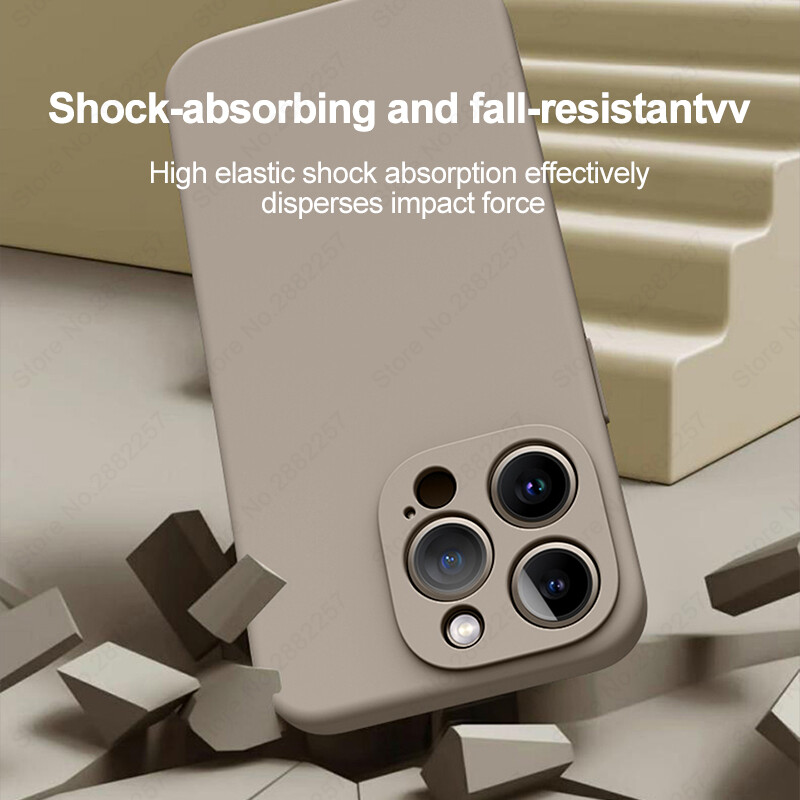 Luksuslik vedel silikoonist telefoniümbris Apple iPhone 16 15 14 13 12 11 Pro Maxi pehme ümbrise jaoks, põrutuskindel kaitseraua kate Telefoni tarvikud