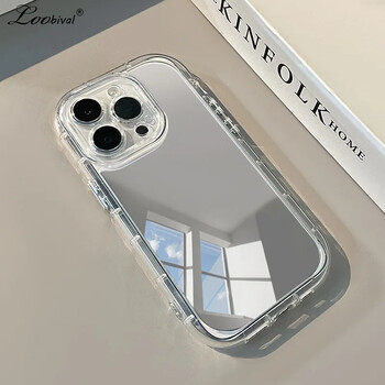 Fashion Mirror Ultra Thin Case για iPhone 15 14 13 Pro Max 11 12 X Xr Xs 8 7 Plus Make Up Απαλό κάλυμμα σιλικόνης ανθεκτικό στους κραδασμούς