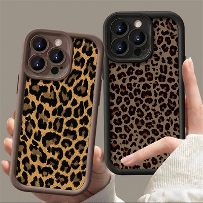 Χρυσή Leopard Silicone Δερμάτινη θήκη τηλεφώνου για Samsung Galaxy S24 Ultra S23 S22 S21 Plus FE A54 A34 A14 A73 A53 A33 Μαλακό κάλυμμα