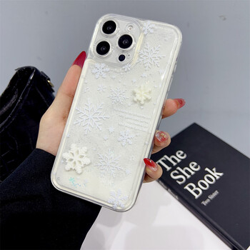 3D Snowflake Quicksand Luxury Clear Case Phone για iPhone 16 15 14 13 12 11 Pro Max Plus 16promax Διαφανές χειμερινό κάλυμμα