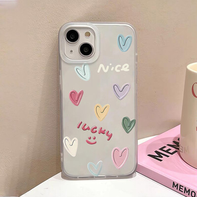 Love Heart telefonska torbica za iPhone 13 Torbica za iPhone 11 15 16 12 14 Pro Max Mini otporna na udarce, prozirna, prozirna, meka navlaka
