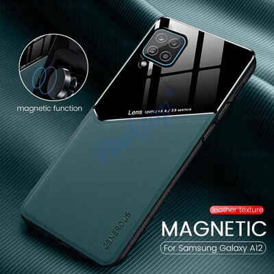 torbica za samsung a 12 kožna tekstura pixleglass auto magnetski držač telefonske maske za galaxy a12 mekani silikon otporan na udarce coque