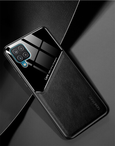 torbica za samsung a 12 kožna tekstura pixleglass auto magnetski držač telefonske maske za galaxy a12 mekani silikon otporan na udarce coque