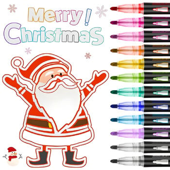 8/12/24 Colors Double Line Strolls, Self-Outline Metallic Markers Glitter Writing Stands Design for Christmas Card Writing