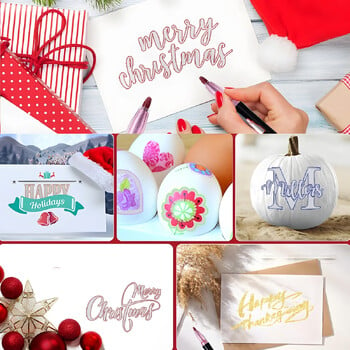 8/12/24 Colors Double Line Strolls, Self-Outline Metallic Markers Glitter Writing Stands Design for Christmas Card Writing