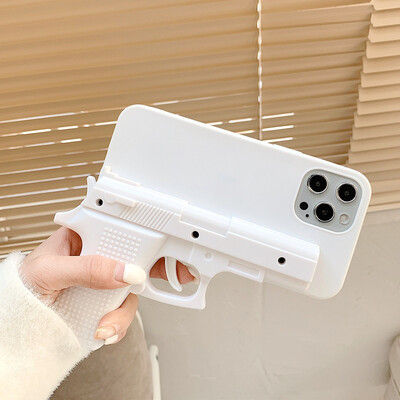 „Creative Toy Pistol“ mobiliojo telefono dėklas, tinkamas „iPhone 12“ dekompresijai ir juokingas gaidukas gali patraukti iPhone11 apsauginį dėklą