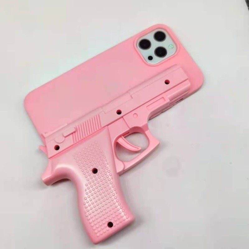 Kreativna torbica za mobilni telefon Toy Pistol Pogodna za iPhone 12 Dekompresija i Funny Trigger Can Pull iPhone11 Zaštitna torbica