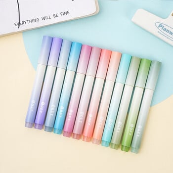 12 τμχ Kawaii Color Makers Writing Drawing Cute Macaron Brush Pens Lettering Paint Graffiti Σχολικές προμήθειες τέχνης Χαρτικά