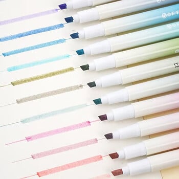 12 τμχ Kawaii Color Makers Writing Drawing Cute Macaron Brush Pens Lettering Paint Graffiti Σχολικές προμήθειες τέχνης Χαρτικά