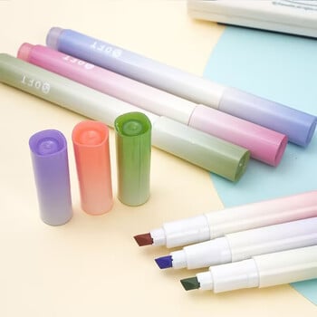 12 τμχ Kawaii Color Makers Writing Drawing Cute Macaron Brush Pens Lettering Paint Graffiti Σχολικές προμήθειες τέχνης Χαρτικά