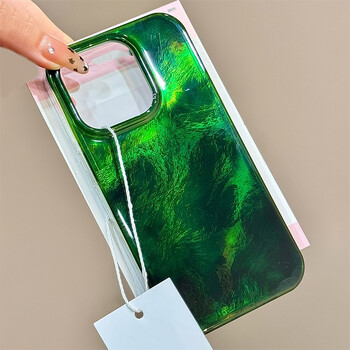 Θήκη τηλεφώνου Cute Gradient Laser Glacier Green Pattern για iPhone 11 12 13 14 15 16 Pro Max X XS 7 8 Plus Πολυτελές κάλυμμα αντικραδασμικό