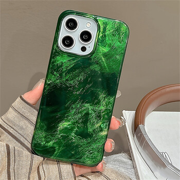 Θήκη τηλεφώνου Cute Gradient Laser Glacier Green Pattern για iPhone 11 12 13 14 15 16 Pro Max X XS 7 8 Plus Πολυτελές κάλυμμα αντικραδασμικό