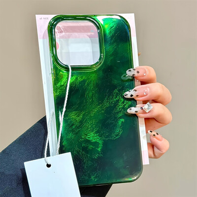 Mielas „Gradient Laser Glacier Green Pattern“ telefono dėklas, skirtas „iPhone 11 12 13 14 15 16 Pro Max X XS 7 8 Plus Luxury“ smūgiams atsparus dangtelis