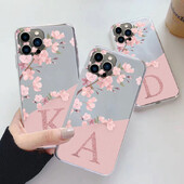 Flowers Letter Case za iPhone 12 Pro Max 12 Mini Capa Prozirne mekane silikonske maske za iPhone 12 Fundas Alphabet Transparent Bags