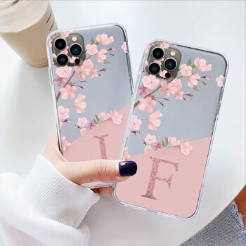 Flowers Letter Case For iphone 12 Pro Max 12 Mini Capa Clear Soft Silicone covers for iphone 12 Fundas Alphabet Διάφανες τσάντες