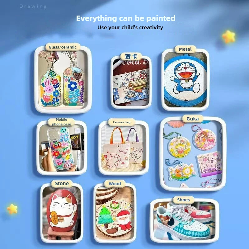 12/24/36/48/60 Prijenosni akrilni markeri za crtanje u boji DIY crtani crtani akrilni marker Kist za učenike vrtića