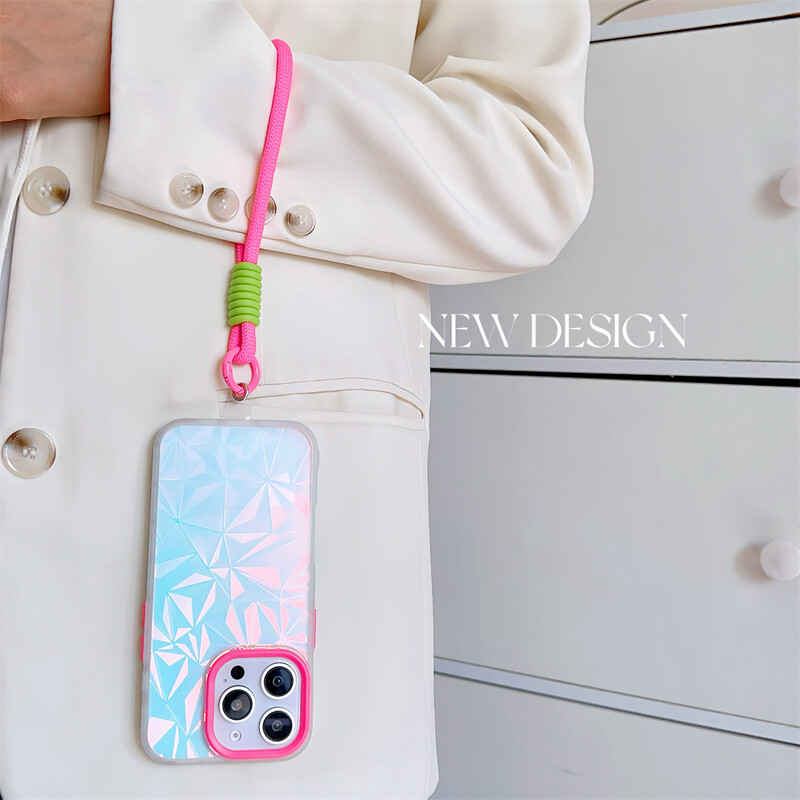 Luksuzna Aurora dijamantna torbica s vrpcom za iPhone 16 15 14 13 Pro Max 12 11 16 Plus Laser šarena narukvica otporna na udarce