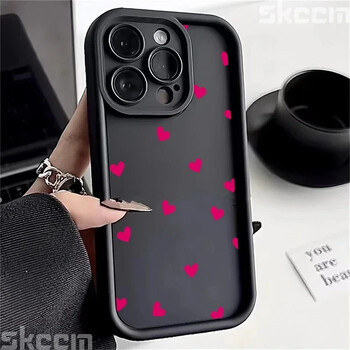 Θήκη τηλεφώνου για iPhone 16 15 13 14 Pro Max 11 12 13 7 8 16 Plus XR X XS Max SE2022 Love Heart Print Ματ μαλακό κάλυμμα αντικραδασμικό