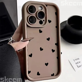 Θήκη τηλεφώνου για iPhone 16 15 13 14 Pro Max 11 12 13 7 8 16 Plus XR X XS Max SE2022 Love Heart Print Ματ μαλακό κάλυμμα αντικραδασμικό