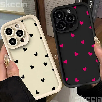 Telefontok iPhone 16 15 13 14 Pro Max 11 12 13 7 8 16 Plus XR X XS Max SE2022 Love Heart Print matt puha ütésálló borítóhoz