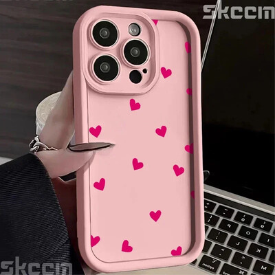 Telefonska torbica za iPhone 16 15 13 14 Pro Max 11 12 13 7 8 16 Plus XR X XS Max SE2022 Love Heart Print mat mekana maska otporna na udarce