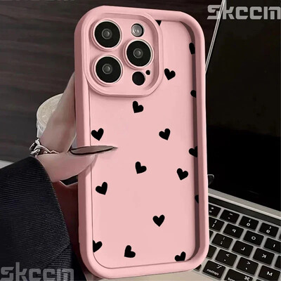 Telefonska torbica za iPhone 16 15 13 14 Pro Max 11 12 13 7 8 16 Plus XR X XS Max SE2022 Love Heart Print mat mekana maska otporna na udarce