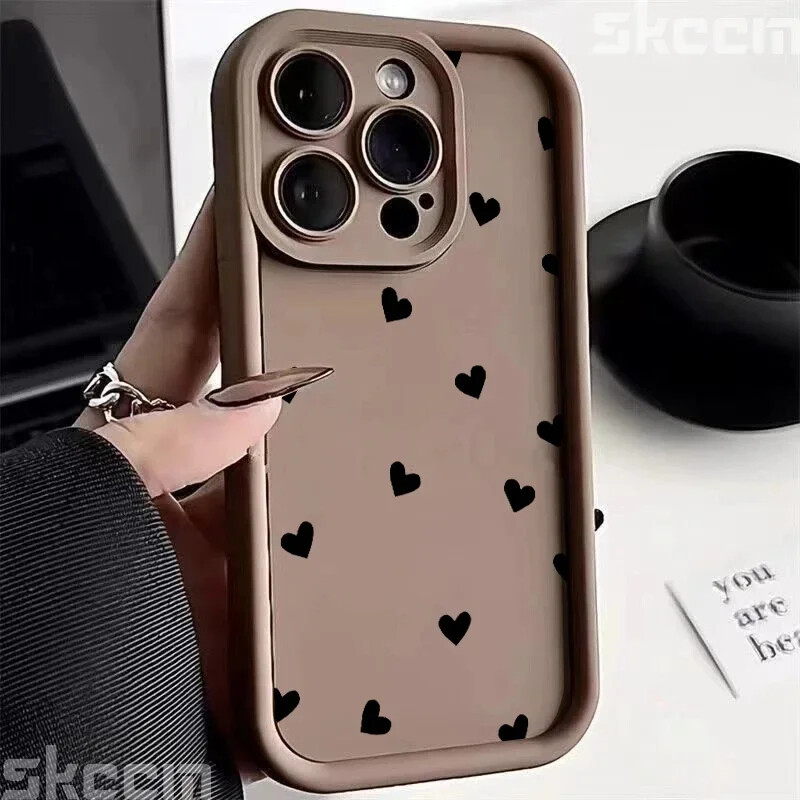 Telefonska torbica za iPhone 16 15 13 14 Pro Max 11 12 13 7 8 16 Plus XR X XS Max SE2022 Love Heart Print mat mekana maska otporna na udarce