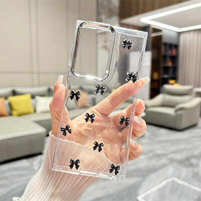 Χαριτωμένη διάφανη θήκη βραχιολιού Bowknot για Samsung Galaxy S24 Ultra S23 Plus S22 FE A15 A16 A25 A35 A55 A13 Κάλυμμα αλυσίδας καρπού