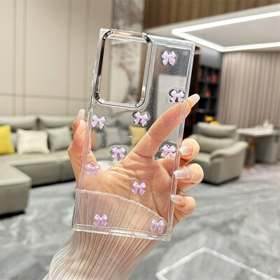 Χαριτωμένη διάφανη θήκη βραχιολιού Bowknot για Samsung Galaxy S24 Ultra S23 Plus S22 FE A15 A16 A25 A35 A55 A13 Κάλυμμα αλυσίδας καρπού