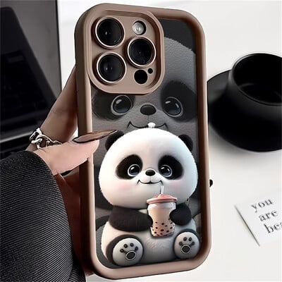 Panda minkštas TPU dėklas, skirtas iPhone 15 Pro Max dėklams iPhone 16 13 14 11 12 7 8 Plus SE 15promax 15pro 16pro 16promax Cover Funda