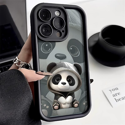 Panda pehme TPU ümbris iPhone 15 Pro Max ümbriste jaoks iPhone 16 13 14 11 12 7 8 Plus SE 15promax 15pro 16pro 16promax Cover Funda
