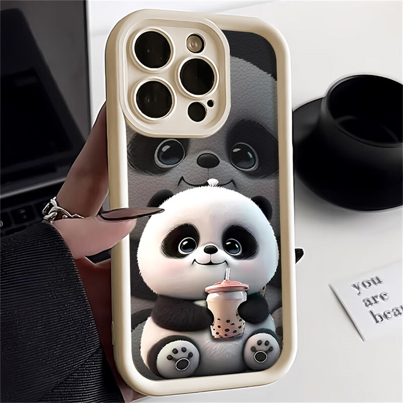 Panda pehme TPU ümbris iPhone 15 Pro Max ümbriste jaoks iPhone 16 13 14 11 12 7 8 Plus SE 15promax 15pro 16pro 16promax Cover Funda