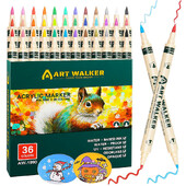 Set de 12/24/36 de culori Marker acrilic cu două capete Stilo de culoare Art Graffiti Pen, opac, pe bază de apă, stilou cu cap moale, consumabile de artă