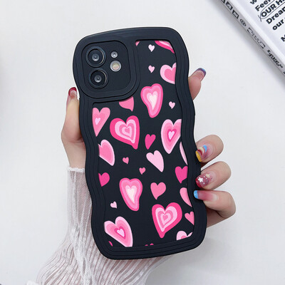 Θήκη τηλεφώνου Love Heart Wave για iPhone 8 Plus Θήκη iPhone SE 2020 6s 7 16 Pro Max 11 13 15 14 12 Σιλικόνη Αντικραδασμικό κάλυμμα Funda