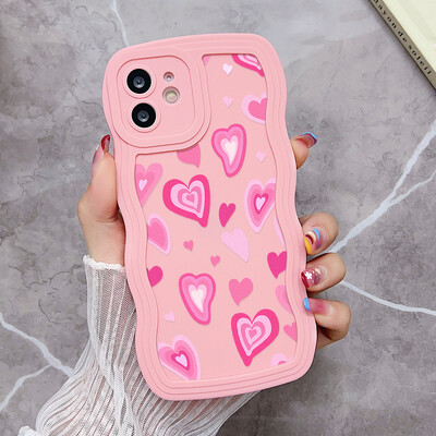 Θήκη τηλεφώνου Love Heart Wave για iPhone 8 Plus Θήκη iPhone SE 2020 6s 7 16 Pro Max 11 13 15 14 12 Σιλικόνη Αντικραδασμικό κάλυμμα Funda