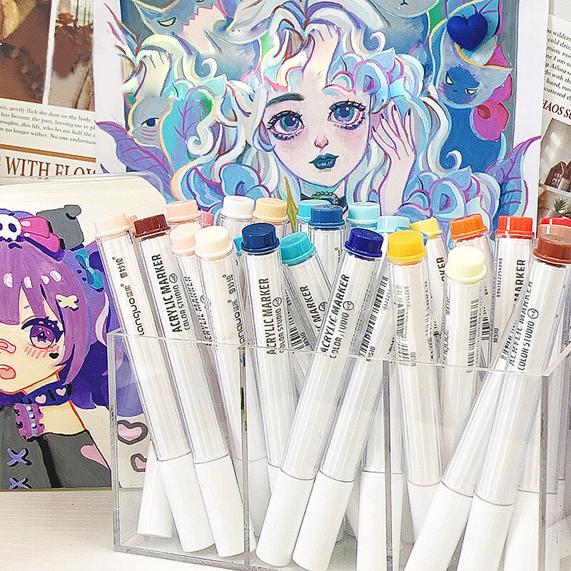 Languo marker s akrilnom bojom u 9 boja, savitljiva glava, jarkih boja za šaranje, crtanje, marker za rukopis, umjetnički pribor, pribor