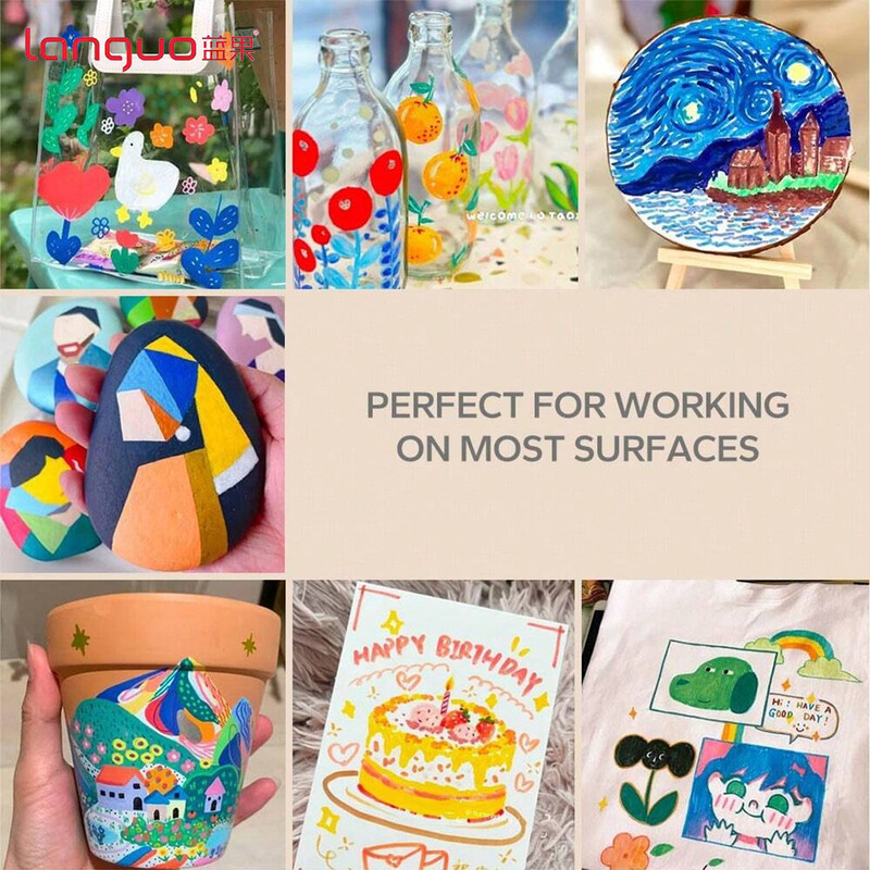 Languo marker s akrilnom bojom u 9 boja, savitljiva glava, jarkih boja za šaranje, crtanje, marker za rukopis, umjetnički pribor, pribor