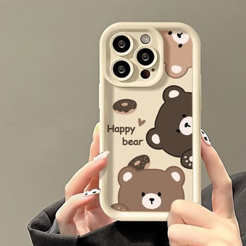 Θήκη τηλεφώνου Cute Bear για iPhone 13 Θήκες Iphone 11 15 Pro Max 16 14 12 XR XS X 7 8 Plus SE 15promax Soft Silicon Fundas Covers