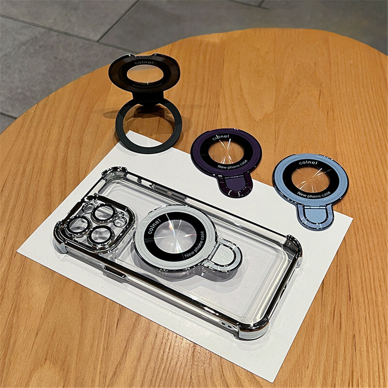 Luksuzni magnetski nosač otporan na udarce za Magsafe prozirnu torbicu za iPhone 15 16 14 13 12 11 Pro Max s poklopcem postolja za držač