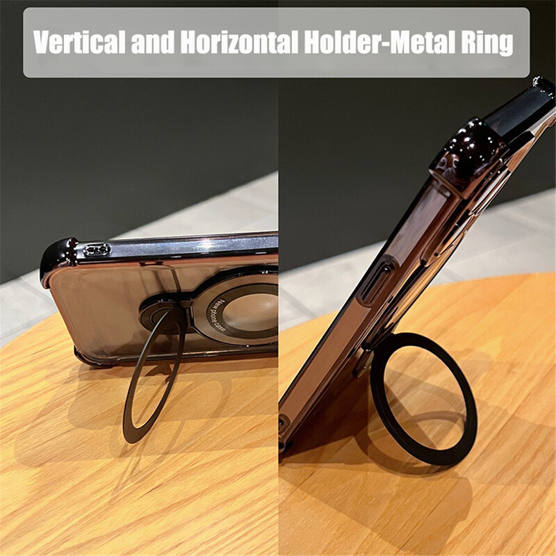 Luksuzni magnetski nosač otporan na udarce za Magsafe prozirnu torbicu za iPhone 15 16 14 13 12 11 Pro Max s poklopcem postolja za držač