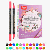 12/24 boje Metalni markeri Boje Olovke Dvoglavi umjetnički markeri za pisanje za papir, kamen, stakleni zid