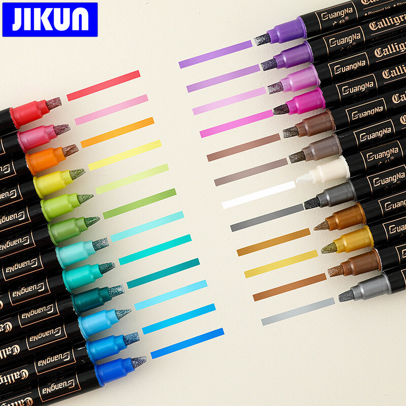 12/24 boje Metalni markeri Boje Olovke Dvoglavi umjetnički markeri za pisanje za papir, kamen, stakleni zid
