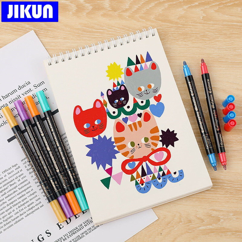 12/24 boje Metalni markeri Boje Olovke Dvoglavi umjetnički markeri za pisanje za papir, kamen, stakleni zid