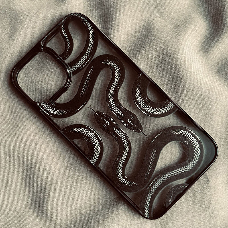 Калъф за телефон iPhone 16 15 Pro Max 14 13 12 11 Pro Max Mini SE X XR XS Pro 16 7 8 Plus Cool Black Snake King Hard Clear Cover