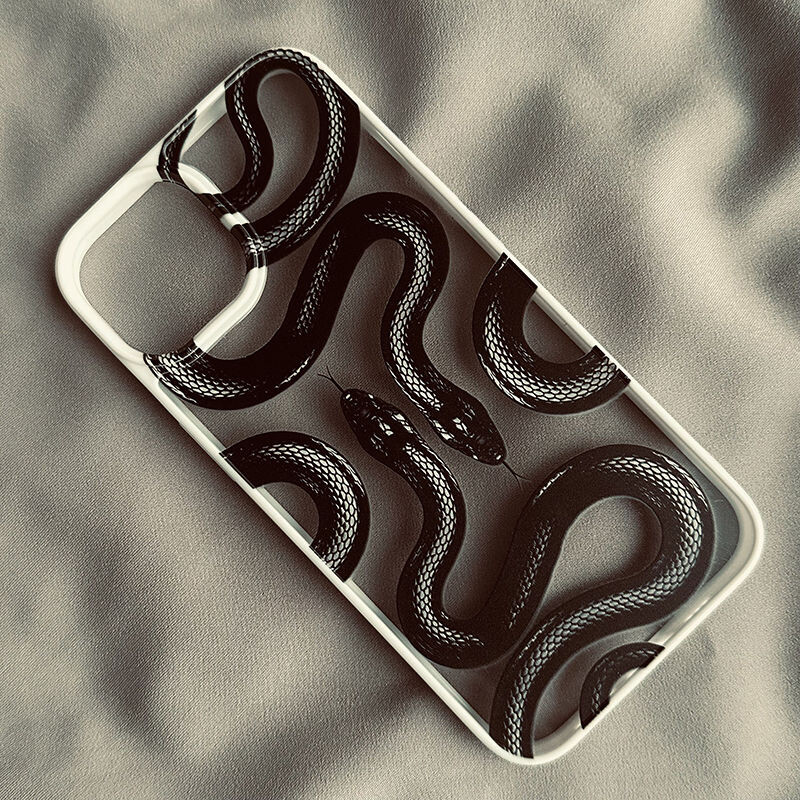 Калъф за телефон iPhone 16 15 Pro Max 14 13 12 11 Pro Max Mini SE X XR XS Pro 16 7 8 Plus Cool Black Snake King Hard Clear Cover