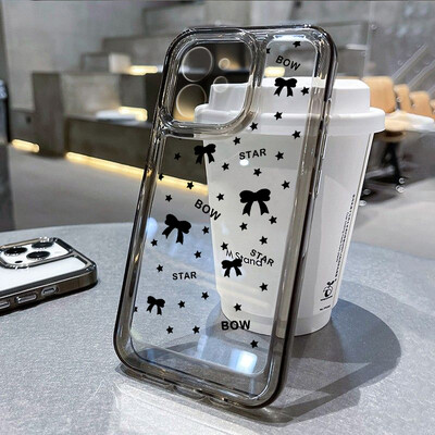 Сладък розов калъф за телефон с лък за iPhone 15 Калъф iPhone 11 13 12 14 16 Pro Max XR XS X 7 8 Plus SE 2020 Удароустойчив мек бантик