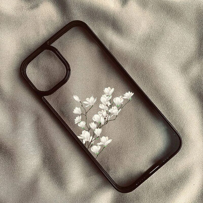 Telefonska maska s bijelim cvijetom magnolije za iPhone 14 Pro 15 13 12Mini 11 XR XS Max 16 7 8Plus Prozirna tvrda korica otporna na udarce Plum Blossom