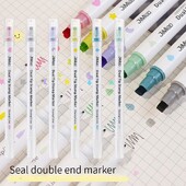 Pečat sa 6 boja Dvoglavi umjetnički markeri Marker Olovka Zvijezda/Srce/Mjesec/Kapljica/Kvadrat za spomenar Dnevnik Plakat Božićna čestitka